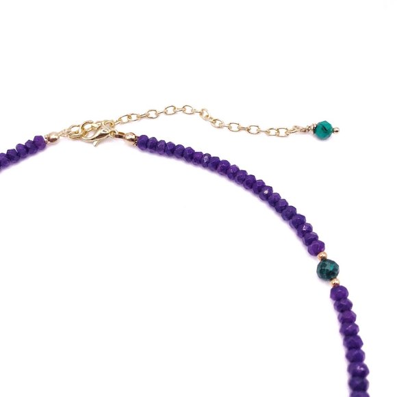 Malachite and Purple Jade Collar Necklace - Picture 4 of 4